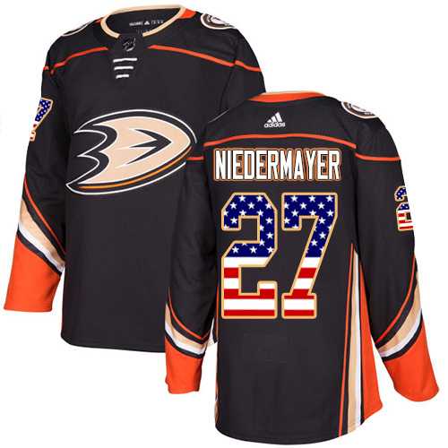 Men's Adidas Anaheim Ducks #27 Scott Niedermayer Black Home Authentic USA Flag Stitched NHL Jersey