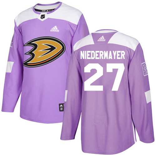Men's Adidas Anaheim Ducks #27 Scott Niedermayer Purple Authentic Fights Cancer Stitched NHL Jersey