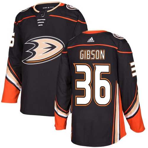 Men's Adidas Anaheim Ducks #36 John Gibson Black Home Authentic Stitched NHL Jersey