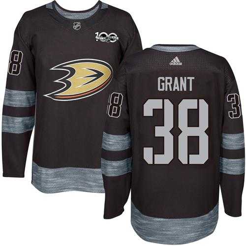 Men's Adidas Anaheim Ducks #38 Derek Grant Black 1917-2017 100th Anniversary Stitched NHL