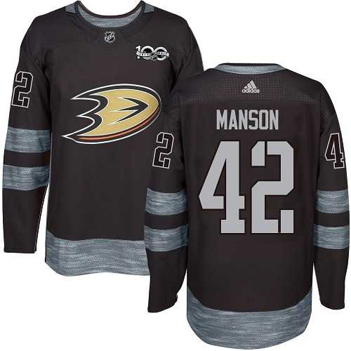 Men's Adidas Anaheim Ducks #42 Josh Manson Black 1917-2017 100th Anniversary Stitched NHL