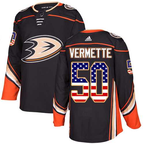 Men's Adidas Anaheim Ducks #50 Antoine Vermette Black Home Authentic USA Flag Stitched NHL Jersey