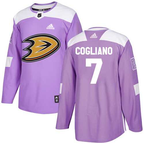 Men's Adidas Anaheim Ducks #7 Andrew Cogliano Purple Authentic Fights Cancer Stitched NHL Jersey