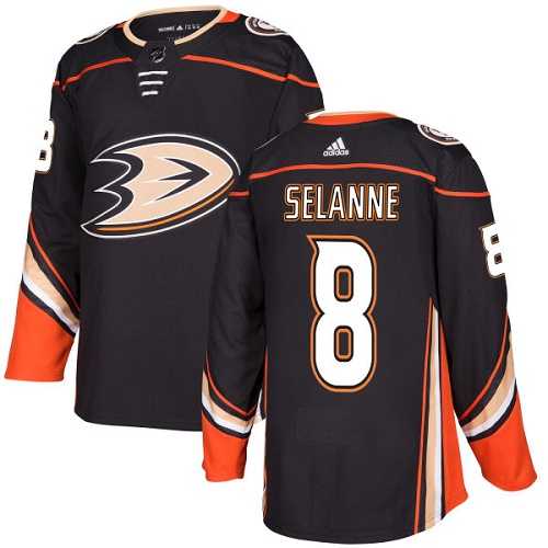 Men's Adidas Anaheim Ducks #8 Teemu Selanne Black Home Authentic Stitched NHL Jersey