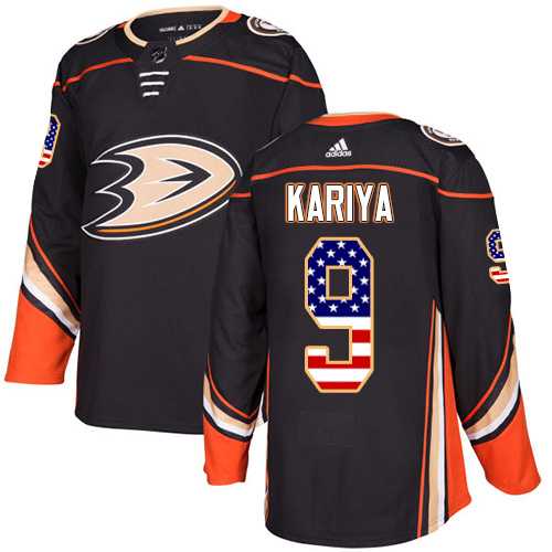 Men's Adidas Anaheim Ducks #9 Paul Kariya Black Home Authentic USA Flag Stitched NHL Jersey