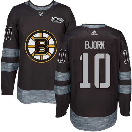 Men's Adidas Boston Bruins #10 Anders Bjork Black 1917-2017 100th Anniversary Stitched NHL Jersey