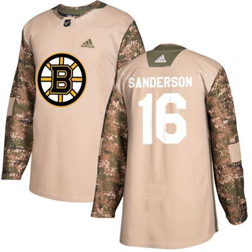 Men's Adidas Boston Bruins #16 Derek Sanderson Camo Authentic 2017 Veterans Day Stitched NHL Jersey