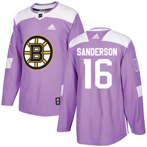 Men's Adidas Boston Bruins #16 Derek Sanderson Purple Authentic Fights Cancer Stitched NHL