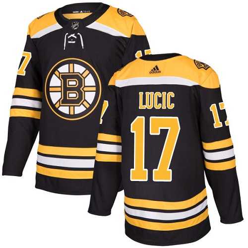 Men's Adidas Boston Bruins #17 Milan Lucic Black Home Authentic Stitched NHL Jersey