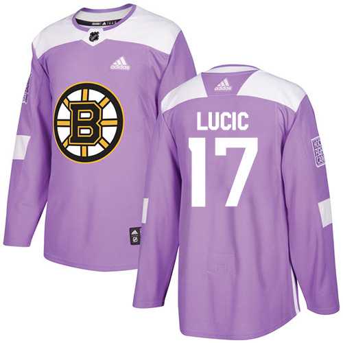 Men's Adidas Boston Bruins #17 Milan Lucic Purple Authentic Fights Cancer Stitched NHL