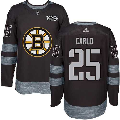 Men's Adidas Boston Bruins #25 Brandon Carlo Black 1917-2017 100th Anniversary Stitched NHL