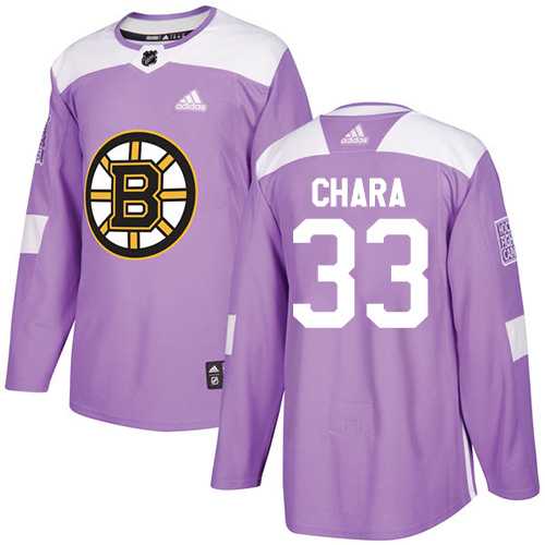 Men's Adidas Boston Bruins #33 Zdeno Chara Purple Authentic Fights Cancer Stitched NHL