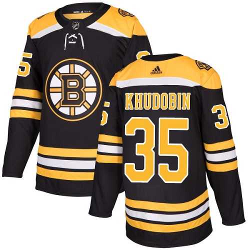 Men's Adidas Boston Bruins #35 Anton Khudobin Black Home Authentic Stitched NHL