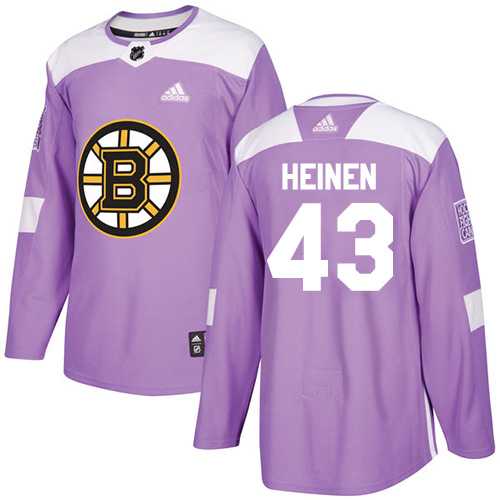 Men's Adidas Boston Bruins #43 Danton Heinen Purple Authentic Fights Cancer Stitched NHL Jersey