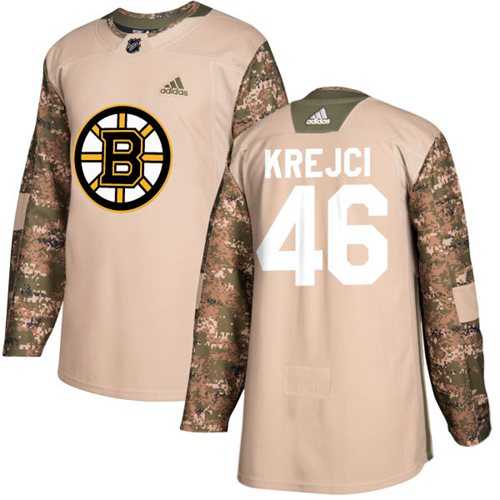 Men's Adidas Boston Bruins #46 David Krejci Camo Authentic 2017 Veterans Day Stitched NHL Jersey
