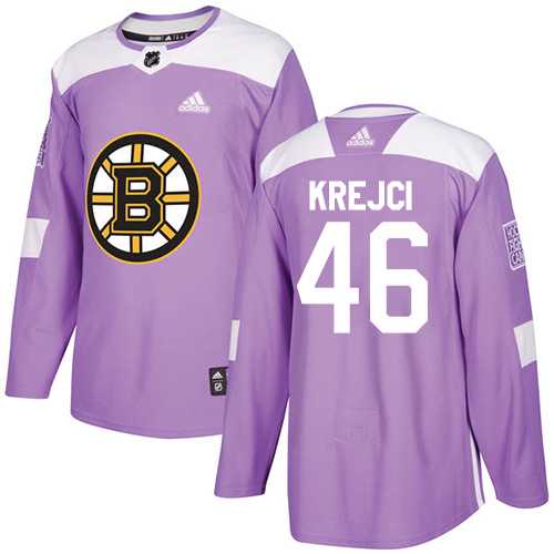 Men's Adidas Boston Bruins #46 David Krejci Purple Authentic Fights Cancer Stitched NHL