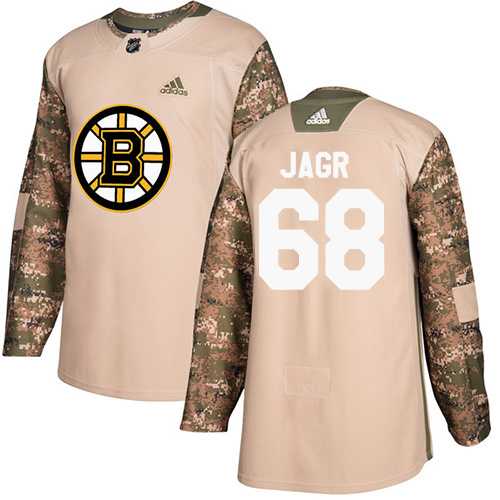 Men's Adidas Boston Bruins #68 Jaromir Jagr Camo Authentic 2017 Veterans Day Stitched NHL Jersey