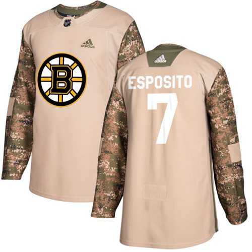 Men's Adidas Boston Bruins #7 Phil Esposito Camo Authentic 2017 Veterans Day Stitched NHL Jersey