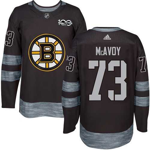 Men's Adidas Boston Bruins #73 Charlie McAvoy Black 1917-2017 100th Anniversary Stitched NHL Jersey