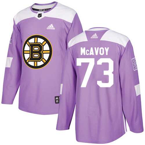 Men's Adidas Boston Bruins #73 Charlie McAvoy Purple Authentic Fights Cancer Stitched NHL