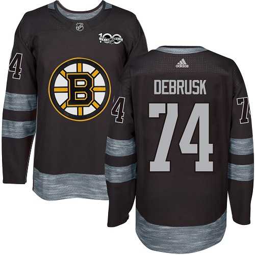 Men's Adidas Boston Bruins #74 Jake DeBrusk Black 1917-2017 100th Anniversary Stitched NHL