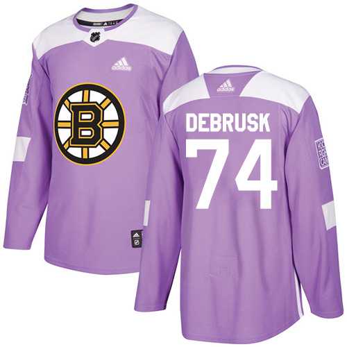 Men's Adidas Boston Bruins #74 Jake DeBrusk Purple Authentic Fights Cancer Stitched NHL