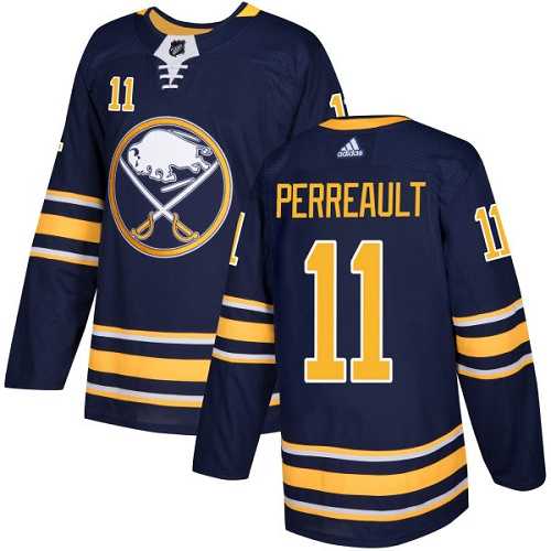 Men's Adidas Buffalo Sabres #11 Gilbert Perreault Navy Blue Home Authentic Stitched NHL Jersey