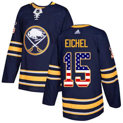Men's Adidas Buffalo Sabres #15 Jack Eichel Navy Blue Home Authentic USA Flag Stitched NHL Jersey