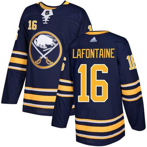 Men's Adidas Buffalo Sabres #16 Pat Lafontaine Navy Blue Home Authentic Stitched NHL Jersey