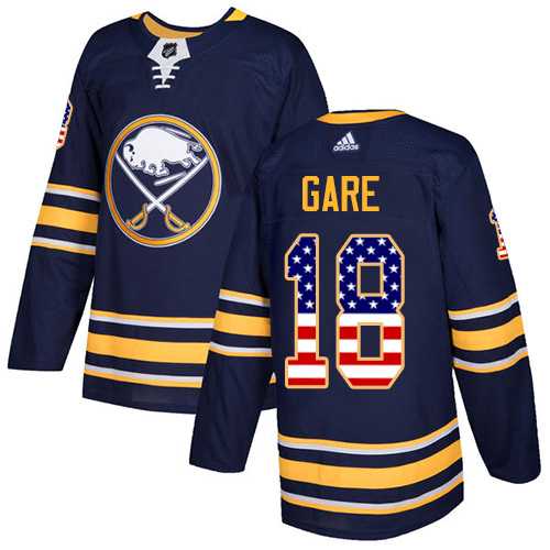 Men's Adidas Buffalo Sabres #18 Danny Gare Navy Blue Home Authentic USA Flag Stitched NHL Jersey