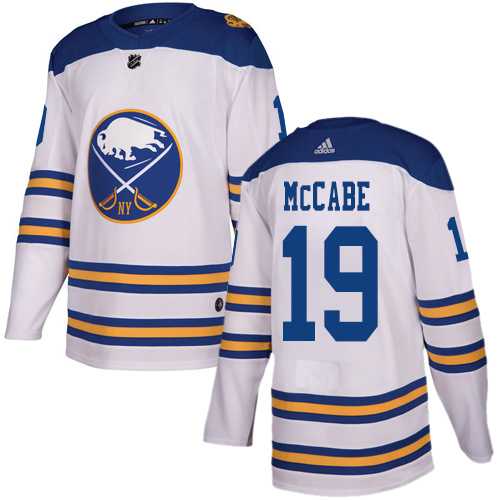 Men's Adidas Buffalo Sabres #19 Jake McCabe White Authentic 2018 Winter Classic Stitched NHL Jersey