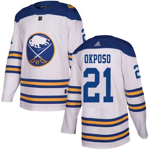 Men's Adidas Buffalo Sabres #21 Kyle Okposo White Authentic 2018 Winter Classic Stitched NHL Jersey