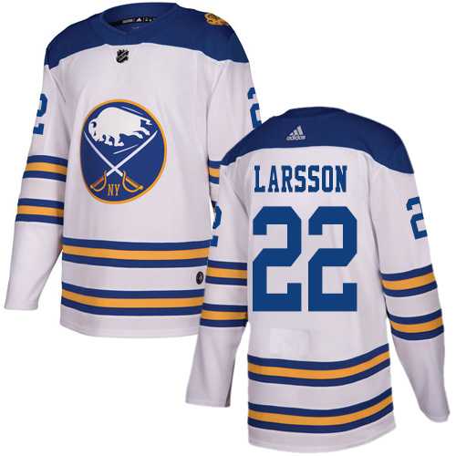 Men's Adidas Buffalo Sabres #22 Johan Larsson White Authentic 2018 Winter Classic Stitched NHL Jersey