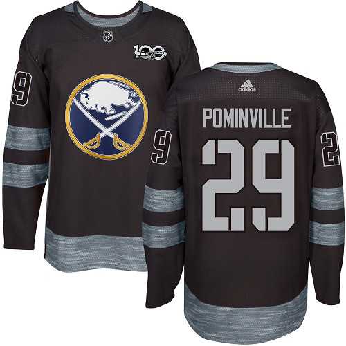 Men's Adidas Buffalo Sabres #29 Jason Pominville Black 1917-2017 100th Anniversary Stitched NHL Jersey