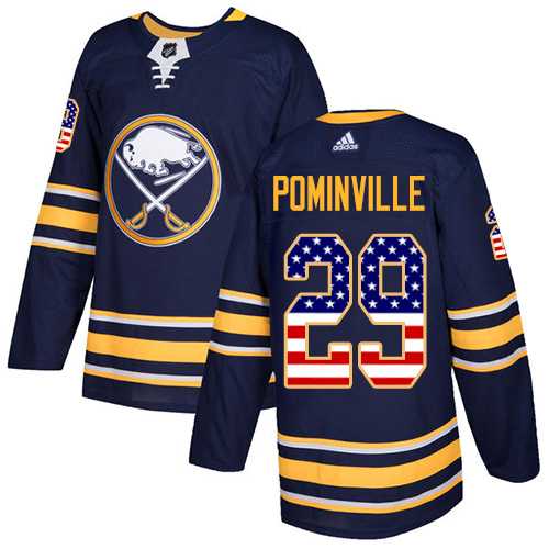Men's Adidas Buffalo Sabres #29 Jason Pominville Navy Blue Home Authentic USA Flag Stitched NHL Jersey