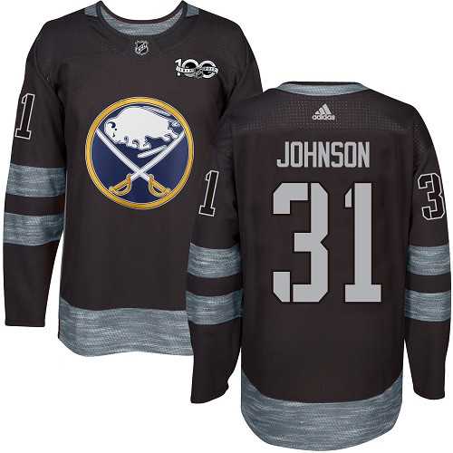Men's Adidas Buffalo Sabres #31 Chad Johnson Black 1917-2017 100th Anniversary Stitched NHL Jersey