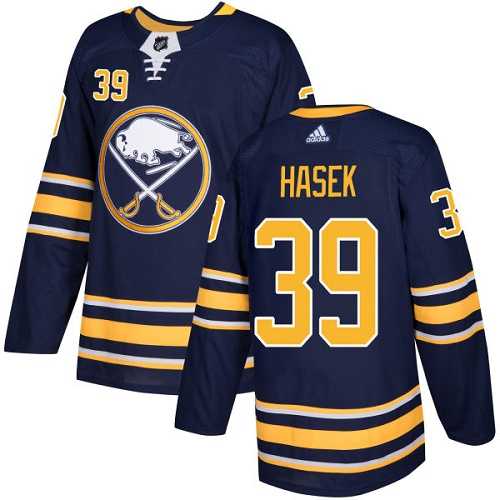 Men's Adidas Buffalo Sabres #39 Dominik Hasek Navy Blue Home Authentic Stitched NHL Jersey