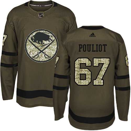 Men's Adidas Buffalo Sabres #67 Benoit Pouliot Green Salute to Service Stitched NHL