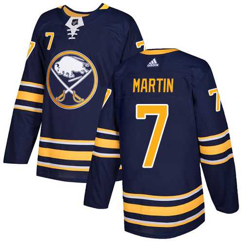 Men's Adidas Buffalo Sabres #7 Rick Martin Navy Blue Home Authentic Stitched NHL Jersey