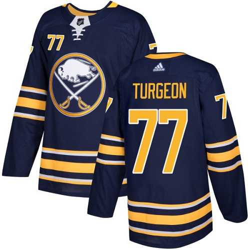 Men's Adidas Buffalo Sabres #77 Pierre Turgeon Navy Blue Home Authentic Stitched NHL Jersey