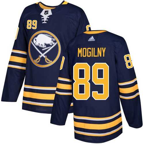 Men's Adidas Buffalo Sabres #89 Alexander Mogilny Navy Blue Home Authentic Stitched NHL Jersey