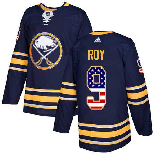 Men's Adidas Buffalo Sabres #9 Derek Roy Navy Blue Home Authentic USA Flag Stitched NHL Jersey