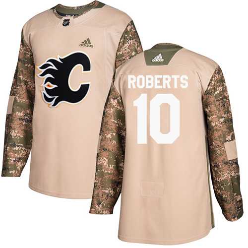 Men's Adidas Calgary Flames #10 Gary Roberts Camo Authentic 2017 Veterans Day Stitched NHL Jersey