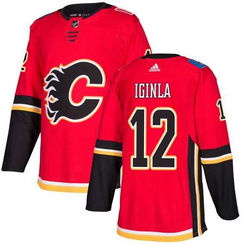Men's Adidas Calgary Flames #12 Jarome Iginla Red Home Authentic Stitched NHL Jersey