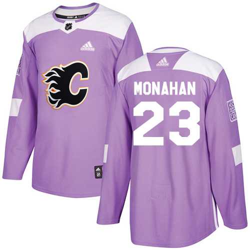 Men's Adidas Calgary Flames #23 Sean Monahan Purple Authentic Fights Cancer Stitched NHL Jersey