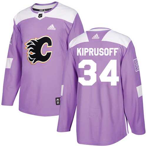 Men's Adidas Calgary Flames #34 Miikka Kiprusoff Purple Authentic Fights Cancer Stitched NHL Jersey