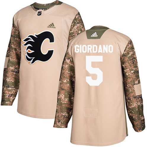 Men's Adidas Calgary Flames #5 Mark Giordano Camo Authentic 2017 Veterans Day Stitched NHL Jersey