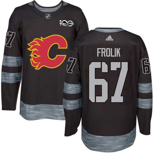 Men's Adidas Calgary Flames #67 Michael Frolik Black 1917-2017 100th Anniversary Stitched NHL