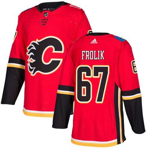 Men's Adidas Calgary Flames #67 Michael Frolik Red Home Authentic Stitched NHL