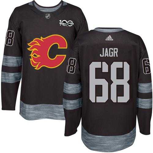 Men's Adidas Calgary Flames #68 Jaromir Jagr Black 1917-2017 100th Anniversary Stitched NHL